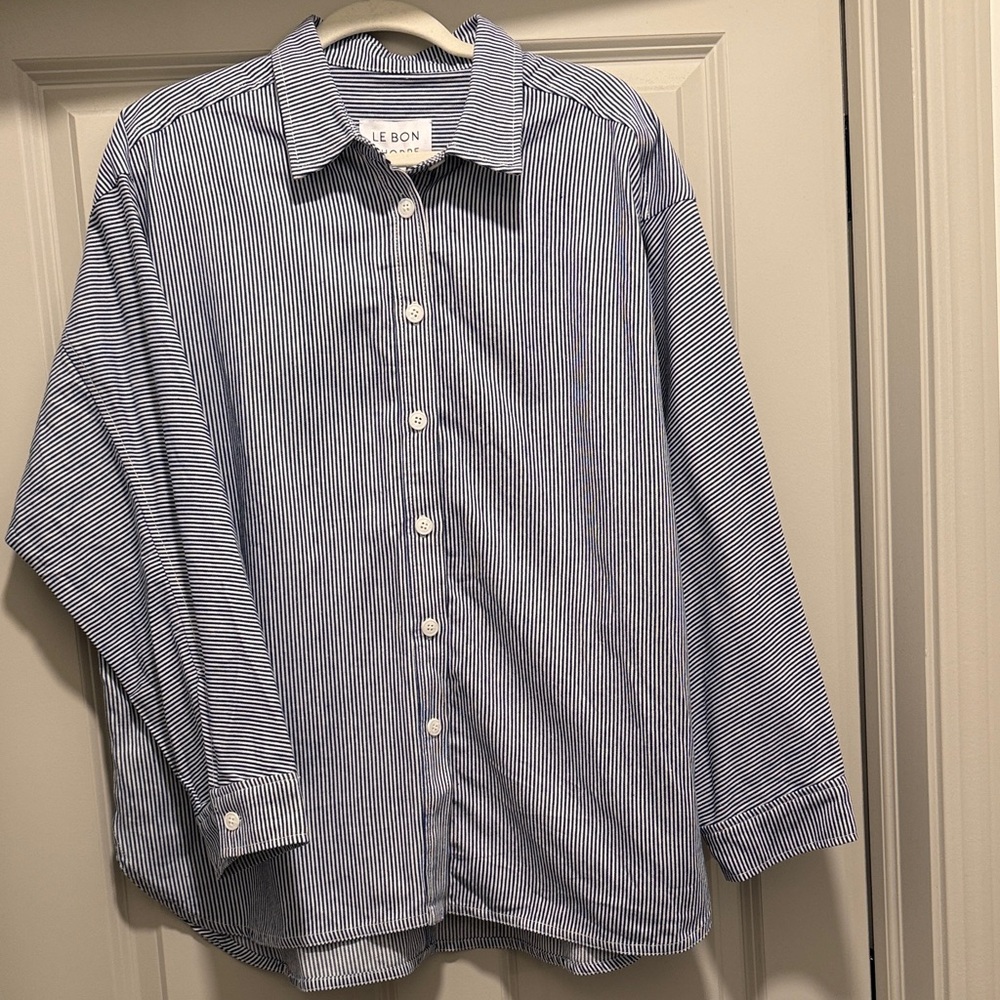 Le Bon Shoppe Blue Stripe Women’s Button-Down Shirt